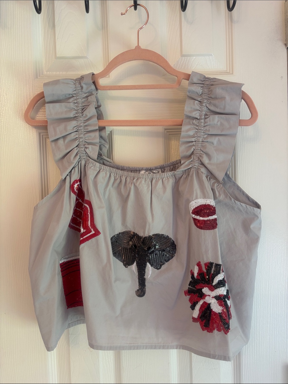 Women's Light Gray Embellished Sleeveless Top